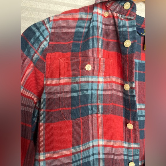 Polo Ralph Lauren Girls Sz 12 Plaid Shirt Dress Like New Condition Cotton Twill - Picture 4 of 12